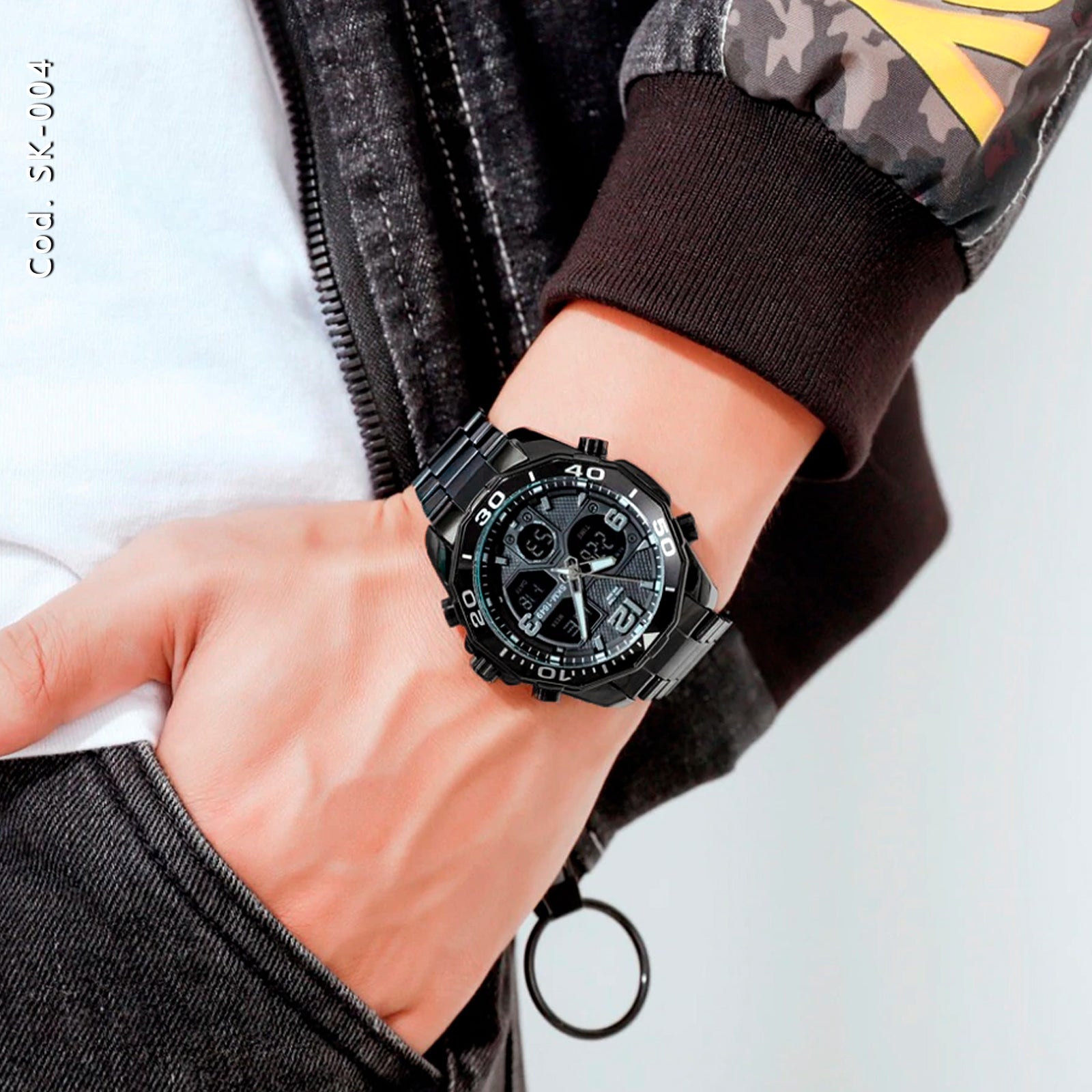 Reloj acero negro discount hombre